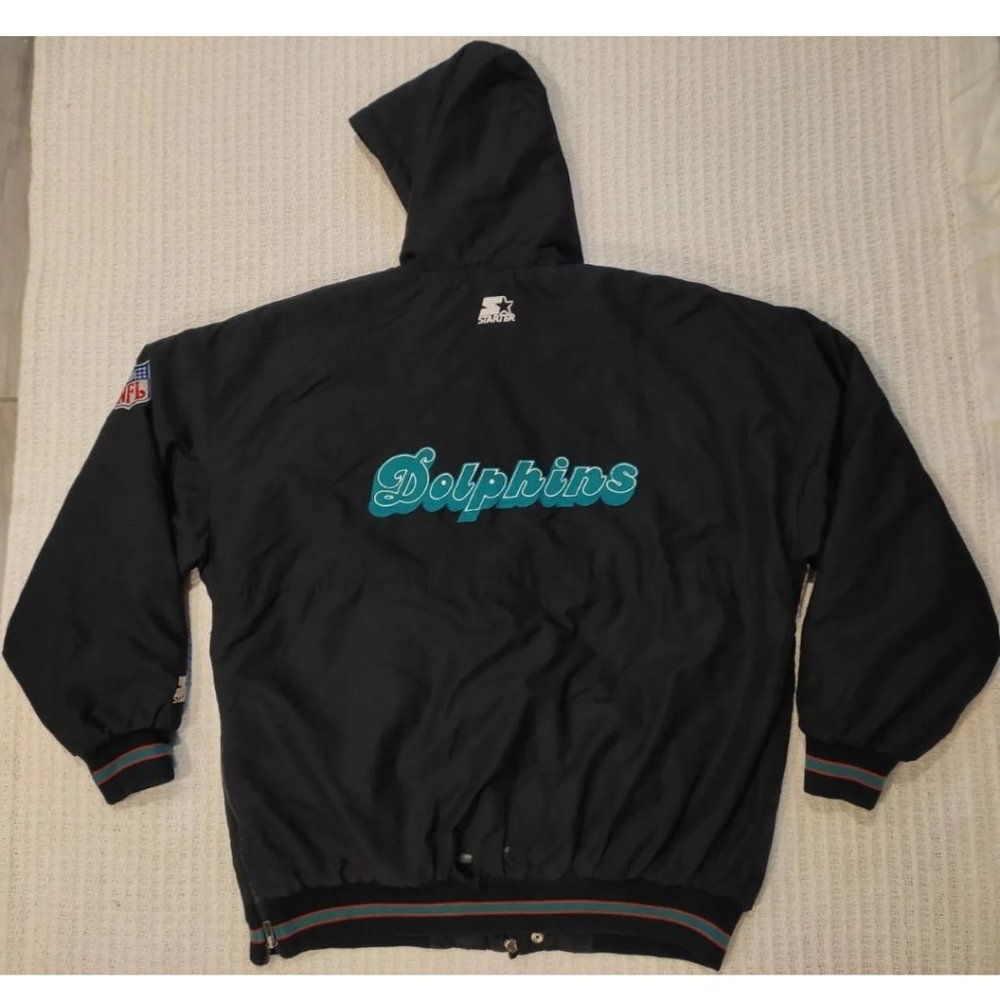 NFL Miami Dolphins Starter Jacket Pullover Hooded XL Vintage 90s